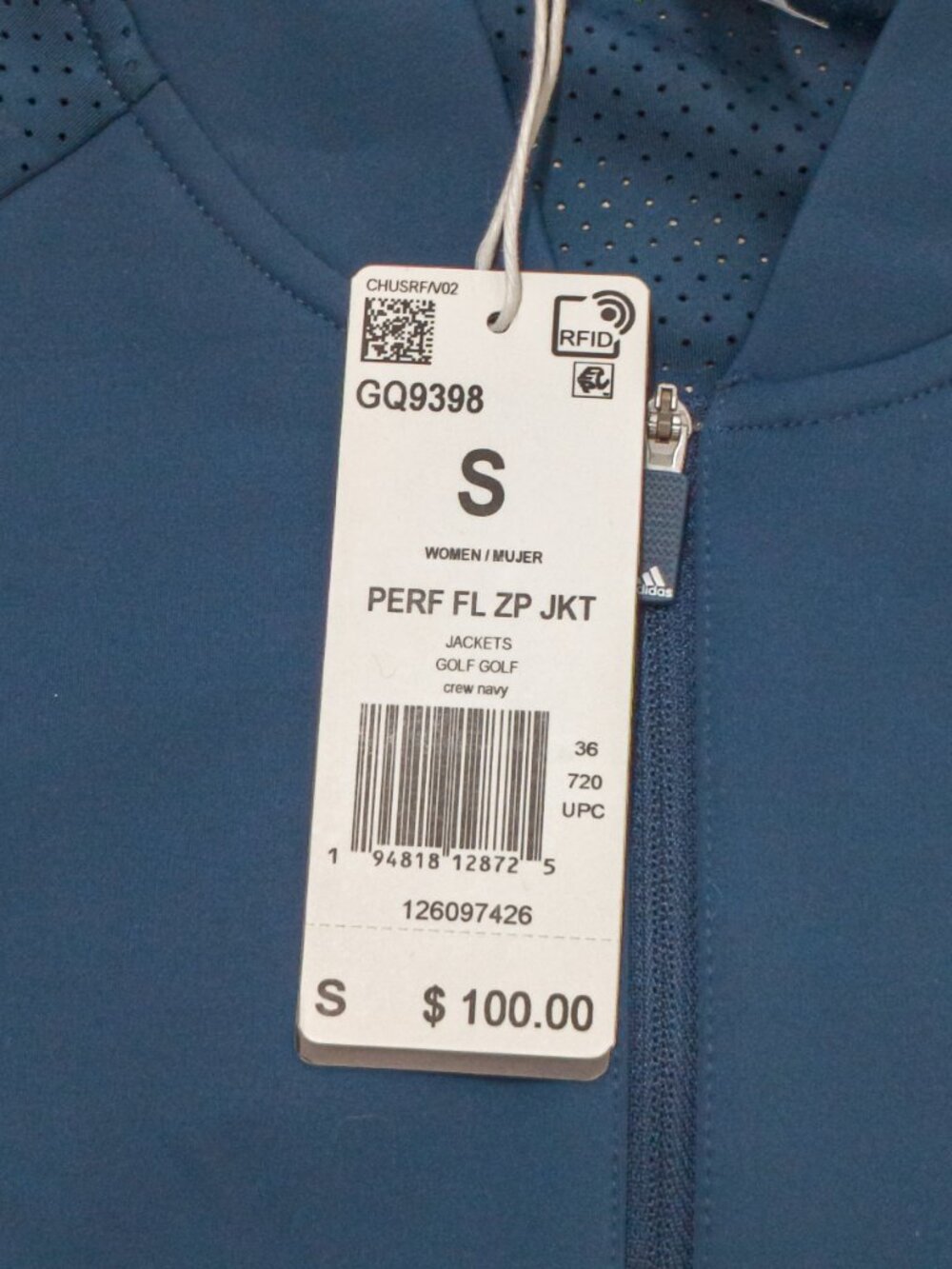 Adidas Crew-Navy Perforated Full-Zip Golf Jacket | NWT Women’s S - Picture 2 of 16